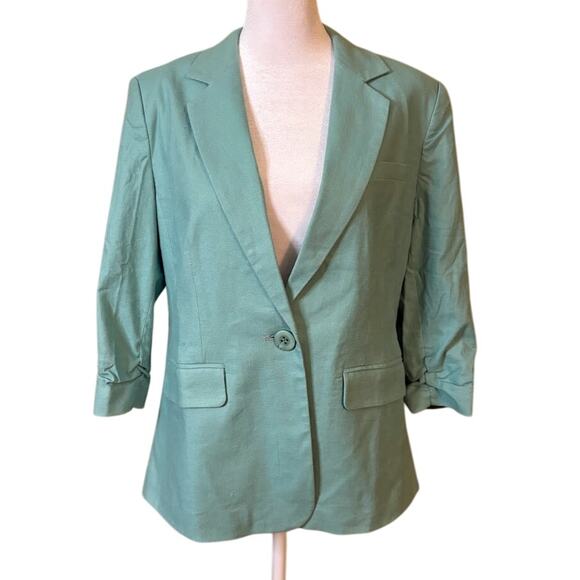Coldwater Creek Green Linen Blend Blazer - Petite Size 8 - NWT - Picture 1 of 5
